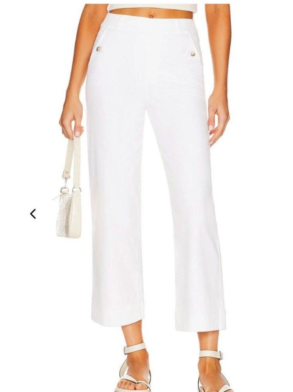 Revolve Spanx Wide Leg Stretch Twill Button Pocket Pants in cream medium